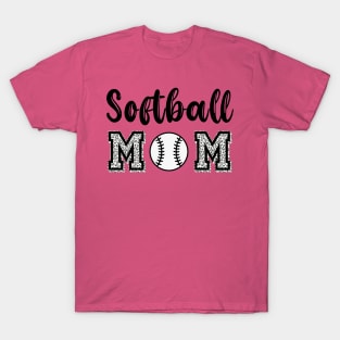 Softball Mom Black and White Animal Print T-Shirt